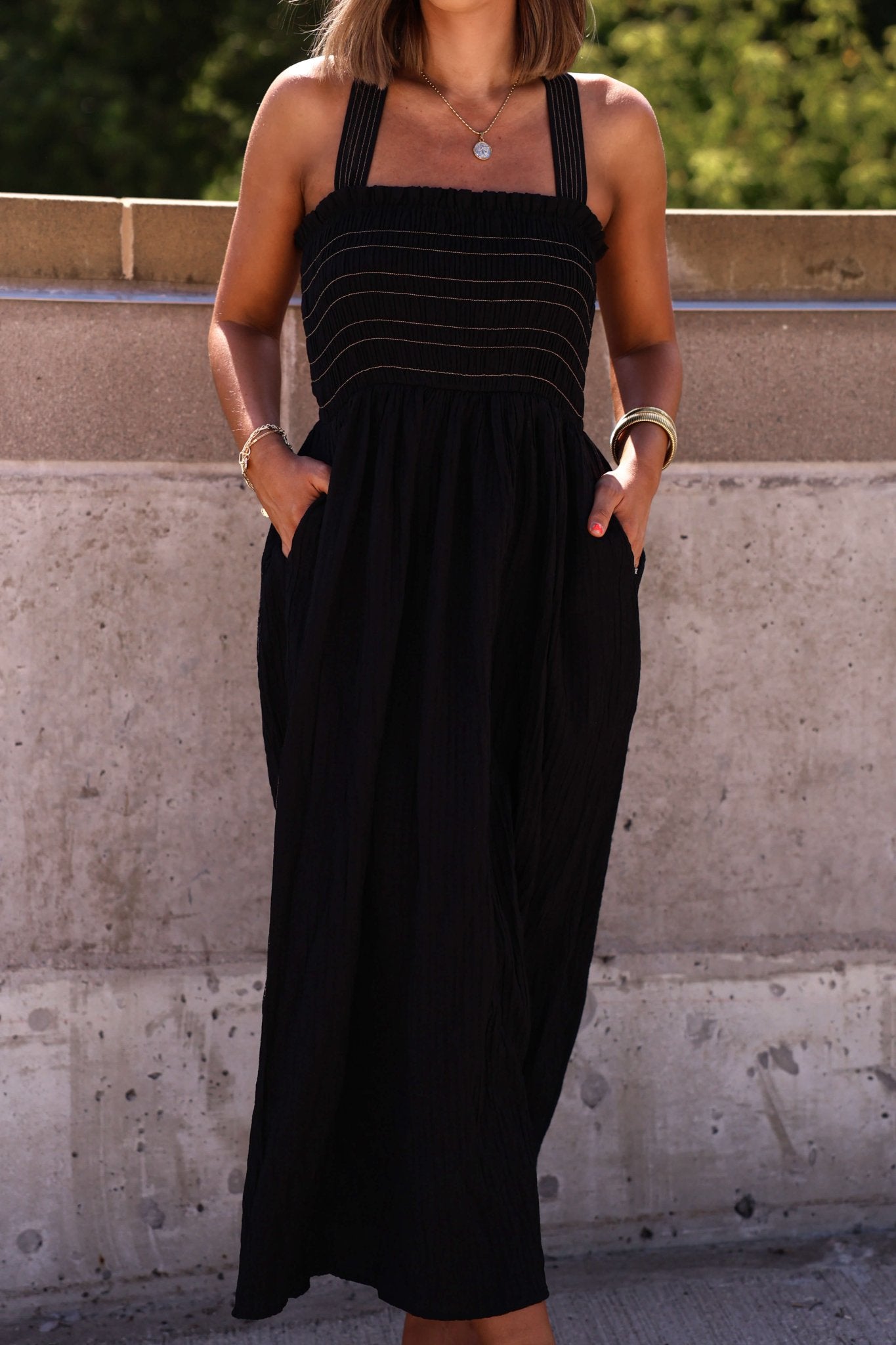Summer Night Black Smocked Maxi Dress - FINAL SALE