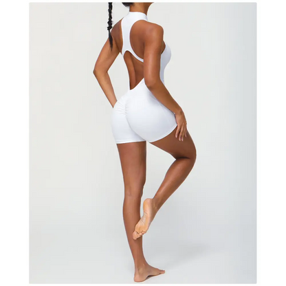 Zipper One Piece Fitness Peach Hip Yoga Romper