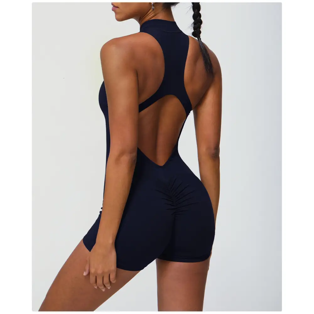 Zipper One Piece Fitness Peach Hip Yoga Romper