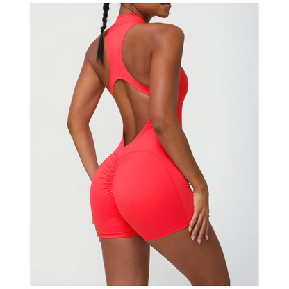 Zipper One Piece Fitness Peach Hip Yoga Romper