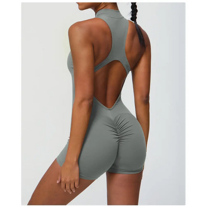 Zipper One Piece Fitness Peach Hip Yoga Romper