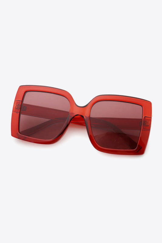 Deep Red Square Sunglasses