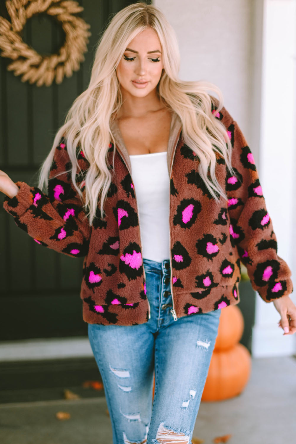 Leopard Zip-Up Jacket